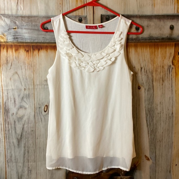 Elle Tops - Elle Sleeveless Blouse Front / T-Shirt Back Embellished Neckline Blouse